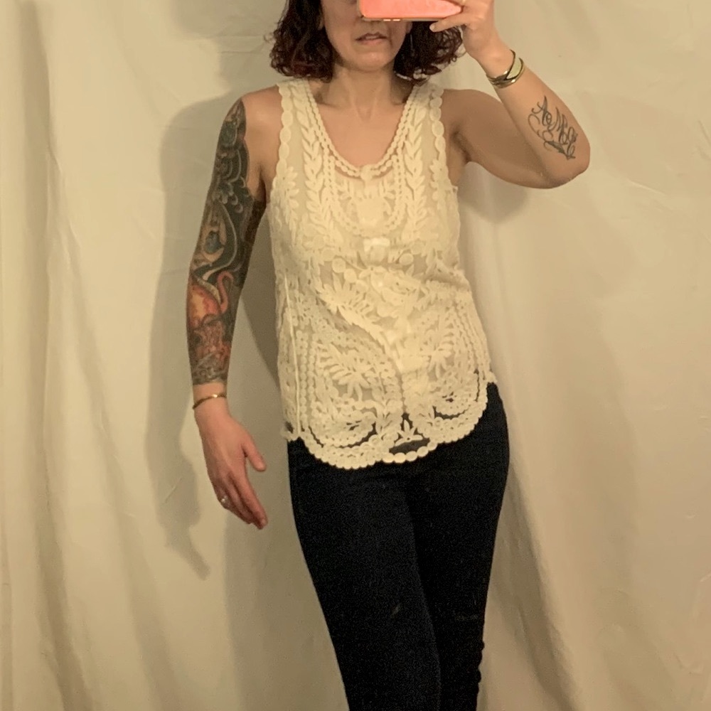 PINS AND NEEDLES Embroidered Tank Top